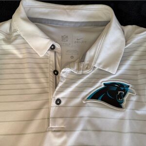 Nike Dri-Fit Carolina Panthers White and Teal Sports Polo Shirt